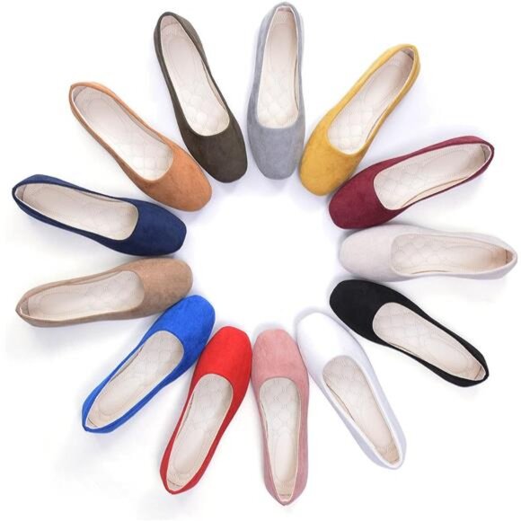 Zhou Women Comfort Square Toe Ballets Flats, Slip On Classical Walking Shoes - Picture 7 of 8